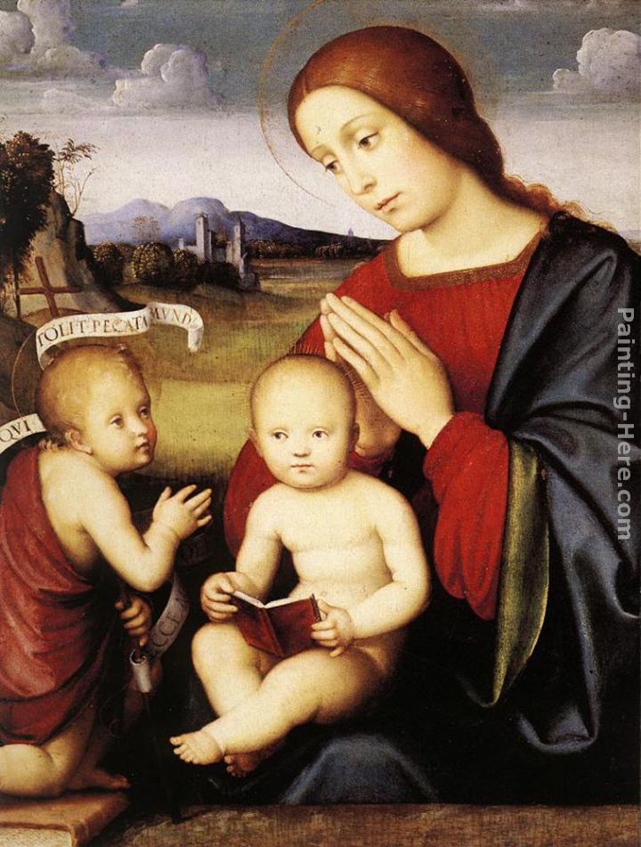 Madonna and Child with the Infant St John the Baptist painting - Francesco Francia Madonna and Child with the Infant St John the Baptist art painting